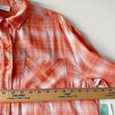 Abound Nordstrom Plaid button down shirt top SMALL long sleeve blouse orange white Photo 8