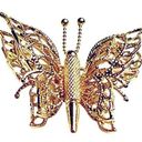 Monet Vintage  BUTTERFLY BROOCH Pin Gold Filigree 1-5/8” Double Wing Signed Photo 0