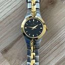 Bulova  Ladies Watch Black Dial Gold Markers Two-Tone Bracelet Gorgeous Photo 6