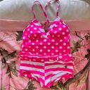 Love Culture y2k hot pink polka dot striped tankini  Photo 0