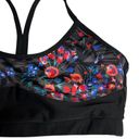 Gottex  Floral Sports Bra Size Medium Black Mesh Athletic Workout Gym Racerback Photo 2