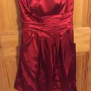 David's Bridal David’s Bridal, Bridesmaids Strapless Red Dress Photo 2