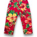 Ralph Lauren Vintage Ralph by  Red Yellow Floral Hibiscus Cropped Capri Pants Photo 4