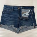 American Eagle  Outfitters Hi-Rise Shortie Dark Wash Cuffed Super Stretch Size 8 Photo 1