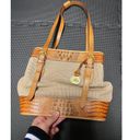 Brahmin  Bucket Harbor Woven Vintage Beige Brown Canvas‎ Tote Photo 1