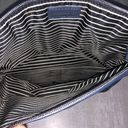 Stella & Dot  Navy Blue Metallic Stripes Fold Over Clutch NEW Photo 5