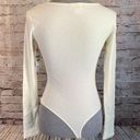 Open Edit  Knit Womens Ivory Long Sleeve Scoop Neck Henley Bodysuit Medium NWT Photo 5