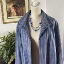 Coldwater Creek Rib Weave Blue Striped Collared Jacket Women's 20 Long Sleeve Photo 1