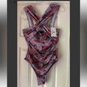 Beachsissi  New Leaf Print Criss Cross One Piece Flattering Slimming Swim Suit XL Photo 3