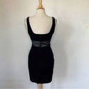 Betsy and Adam Vintage 90’s Solid Black Velvet Sleeveless Mesh Cut Out Sleeveless Bodycon Dress Photo 6