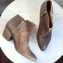 Frye  Judith Double Zip Heeled Ankle Western Boot - Faux Suede - Taupe - Size 8 Photo 0