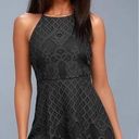 Black Swan  • Charlotte Lace Skater Dress mini apron neck crochet Charcoal Grey Photo 0