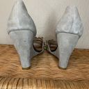 Anthropologie  Faryl Robin Gray Suede Wedges with Jeweled Open Toes Size 8 Photo 4