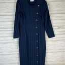 Vintage Blue  and Green Plaid Tartan Side Button Maxi Wiggle Dress Photo 3