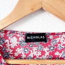 Blossom Revolve NICHOLAS Red Silk  Ditsy Micro Floral Ruffle Blouse Photo 2