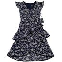 Adrianna Papell  Dress Ditsy Navy Ivory Petunia Tiered Cap Sleeve Dress Size 4 Photo 10