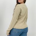 Woolrich  slouchy two tone oatmeal striped crewneck longsleeve shirt top size L Photo 1