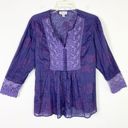 Coldwater Creek Vintage  Purple Lace Embroidered Whimsygoth Blouse Size PL Photo 2