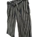 J.Jill  Pants Womens L Black Tan Stripe Linen Stretch Crop Wide Leg Paper Bag Tie Photo 2