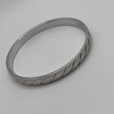 Monet Vintage Signed  - Silver Tone Bangle Bracelet Etched Stripes Photo 0