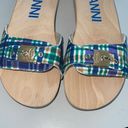 Dr. Scholls Ganni Dr Scholl’s Wooden Clogs in Check Blue Iris Size 10 New Photo 6