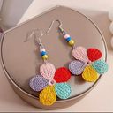 Petal Braided Colorful Five- Flower Beaded Earrings Photo 1