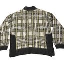 Nine West  fuzzy, mock turtleneck sweater in yellow & gray plaid size large Photo 8