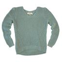 Loft  Women's Small Mint Green Open Knit Sweater 100% Cotton Pastel Spring Photo 0