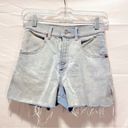 EXPRESS  Women 00 Super High Waisted Knit Raw Hem Mom Jean Shorts, Light Wash Photo 4