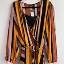 City Chic  Dress Gold Stripe Multicolored Maxi Sz 22W NWT V Neck Asymmetrical Hem Photo 3