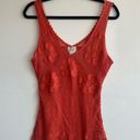 Free People  M Orange Beachy Boho Floral Crochet Knit Sheer Top Photo 4