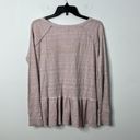 Free People  Coastline Waffle Knit Henley Peplum Long Sleeve Top Photo 6