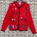 Basic Editions  Vintage knit ugly Christmas cardigan SMALL Photo 0