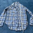 Thread and Supply  Blue Plaid Button Up Long Sleeve Women's Shirt Flannel SMAL Photo 3