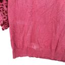 Joseph A  Size Medium Blouse Red 3/4 Sleeve Velvet Rose Semi Sheer Workwear Photo 2