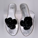 Stuart Weitzman Black Bloom Flower Jelly Flip Flop Sandals Size 8 Photo 4