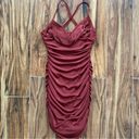 Lucy in the Sky Ruched Halter Dress in Rust Orange Size S Photo 4