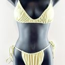 SheIn  Ruched Side Tie String Bikini Two Piece Set Swimsuit Yellow Medium Photo 3