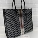 Michael Kors Black Mirella Large Metallic Striped Tote Bag Photo 1