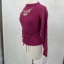 Cinch Vintage 90s Floral Embroidered Sweater Crew Neck Laced  Waist Magenta M Photo 4