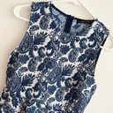 ZARA  Jacquard Textured White Blue Paisley Peplum Sleeveless Embroidered Top S Photo 4