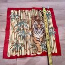 Salvatore Ferragamo RARE  Italy 16" Square Silk Scarf Tiger Walking In Bamboo Photo 5