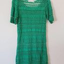 Solitaire  Cotton Green Crocheted Dress Short Sleeve Knee-length Sz Small Photo 0