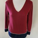 Brooks Brothers 346  burgundy colorblock merino wool medium sweater Photo 0