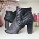 American Eagle  Black Faux Leather Peep-toe Block Heel Booties Photo 0