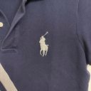 Ralph Lauren Vintage Women’s  Golf Polo Shirt Navy Blue Big Pony Silver Stripes Photo 1