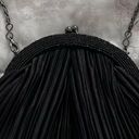 Vintage Carlo Fellini black beaded pleated metal chain clutch handbag, size 6x7 Photo 9