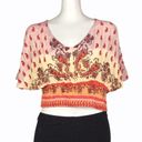 Angie  smocked waist printed vneck blouse s… Photo 1