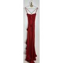 La Femme  Flutter Slit Trumpet Gown in Red Size US 00 Photo 5