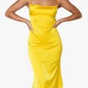 Danielle Bernstein NWT We Wore What  Slip Evening Dress LARGE Satin Lemon Chrome Photo 0